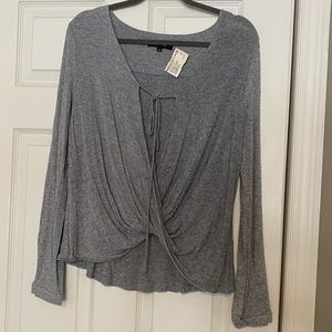 Heather Gray Blouse w/ Tie Detail (SUPER SOFT)